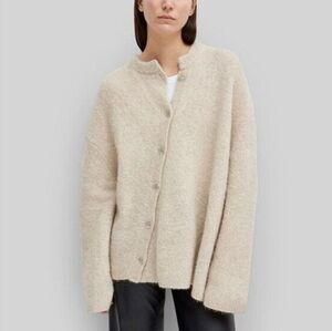 Toteme Noma Asymmetrical Cashmere Blend Cardigan in Cream